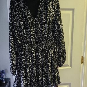 Boho Black & White Flower Dress